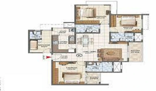 3 BHK apartment floor plan of Prestige Suncrest 3 BHK apartment floor plan of Prestige Suncrest
